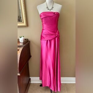 Jessica McClintock Strapless Satin Fuchsia Evening Gown